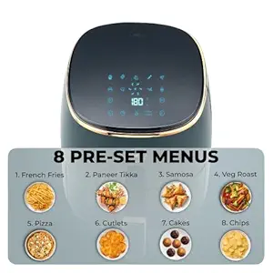 Voxsara Healthifry Digital Air Fryer, 360 degree High Speed Air Circulation Technology by Stovekraft Blaze Gas Stove with High Powered Cooktop has Glass Top and body