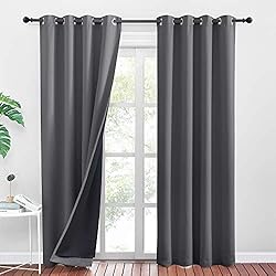 PONY DANCE Cortinas Grises Opacas 2 Piezas 140x245 CM Cortinas 100% Blackout con Ojales Cortinas Opacas Termicas Aislantes Frio y Calor Cortinas Dormitorio Matrimonio