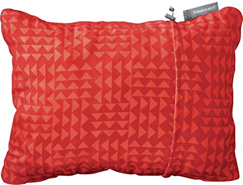 Therm-a-Rest Compressible Travel Pillow for Camping, Backpacking, Airplanes and Road Trips, Cardinal, X-Large - 16.5 x 27 Inches