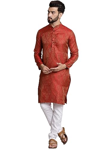 Image of SOJANYA (Since 1958 Men's Silk Blend self Design Kurta and Churidar Pyjama Set