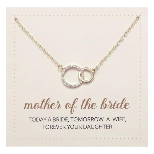 Kvekstio Wedding Day Mother of the Bride/Groom Gift, Minimalist Interlocking Circles Pendant Necklace Jewelry Gift for Mother