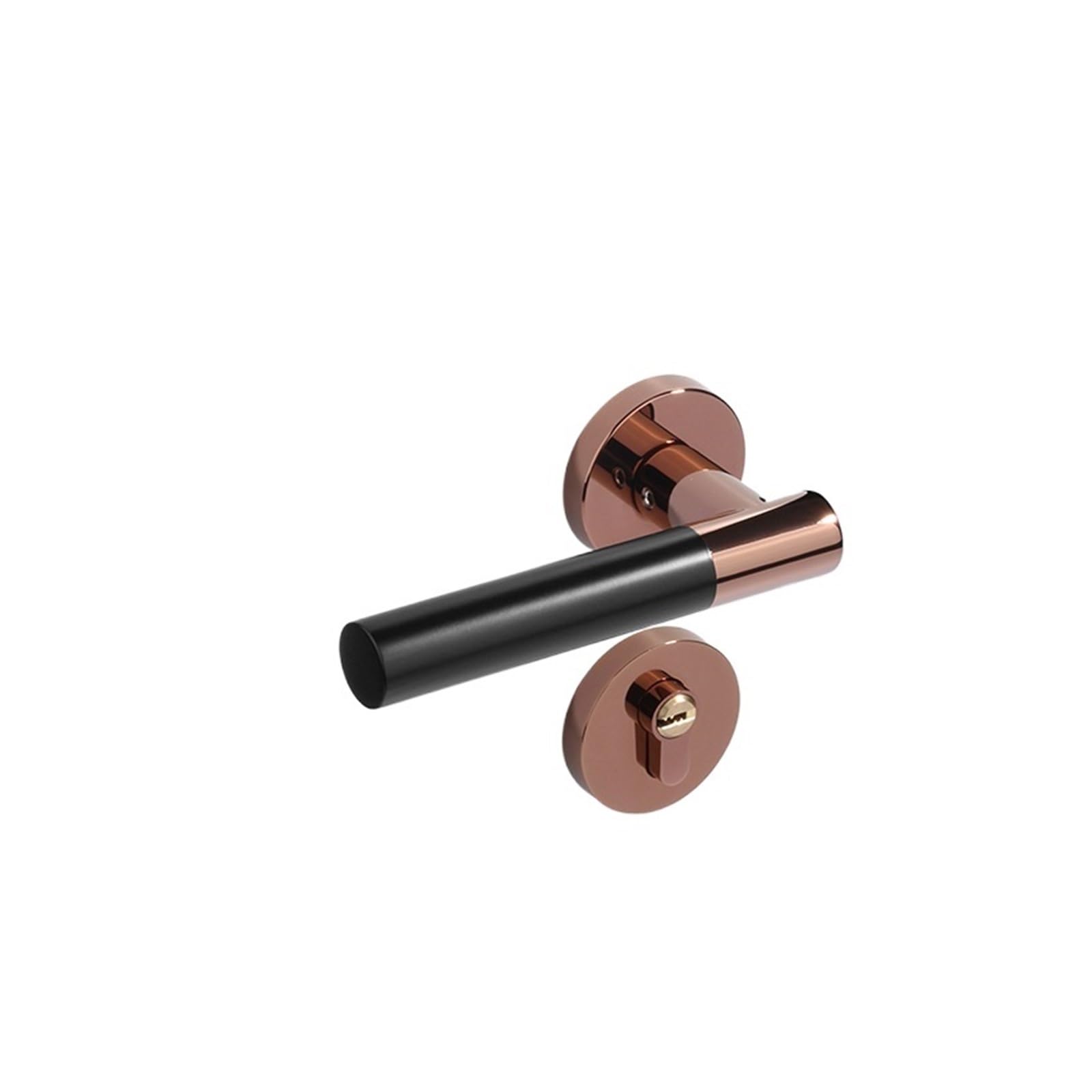 Jqeyewykk 5V Door Indoor Magnetic Lock Bedroom Handle Bathroom Bronze Wooden Home Silent Split(D31 S945 Rose Gold Black)
