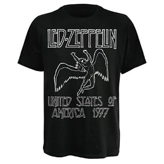 T-Shirt Led Zeppelin Noir USA 77 S (T-Shirt taille Small) - Les Beatles, Paul McCartney, John Lennon, RIngo Starr, George Harrison
