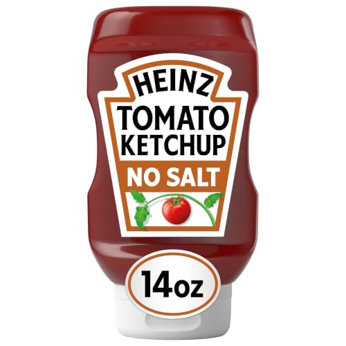 Image of Heinz Tomato Ketchup With No Salt Added Inverted Squeeze Bottle, 1 Bottle, for Easy Sharing and Easy Serving, 96% Less Sodium Than Regular Ketchup, 14 oz