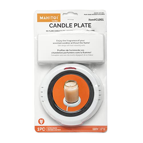 Mahitoi Large White Jar Warmer, Felt Covered Feet, Safely Release Candle Scent, Hot Beverage, At Home, Offices, Shops, Kitchen, On/Off Switch With Light Indicator, One Pack Candle Warmer Plate #TOP4
