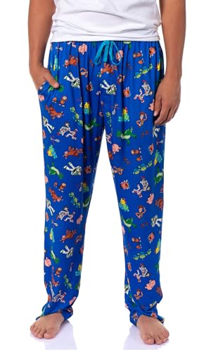 Disney Toy Story Men's AOP Character Design Adult Lounge Sleep Pajama Pants with Drawstring Elastic Waistband
