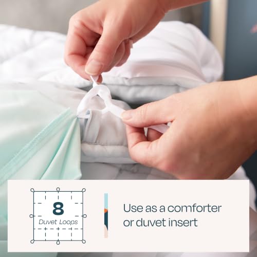 Image of Linenspa Reversible Down Alternative Comforter and Duvet Insert, California King - All-Season Comforter with Box Stitch and 8 Duvet Loops - Bedding for Kids, Teens, and Adults - Grey / White Stripe