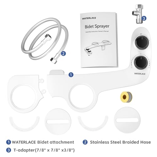 Image of WATERLACE Bidet Attachment for Toilet Seat Water Pressure - Non Electric Bidets Self Cleaning Sprayer - Dual Nozzle Bidet Attachments Toilets Spray - Adjustable Bidets Wash Butt Cleaner for Bathroom