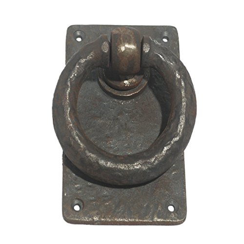 Adonai Hardware "Adonikam" Antique Heavy Duty Cast Iron Front Entry Sturdy Ring Medieval Door Knockers (1 Pack, Natural Iron) for Vintage Wooden Barn Shed Doors, Gates, Fences, Furniture and Farmhouse