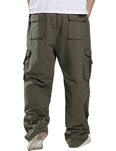 Kinghua Baggy Cargo Pants for Men Casual Loose Fit Elastic Waist Cotton Twill Cargo Pants4