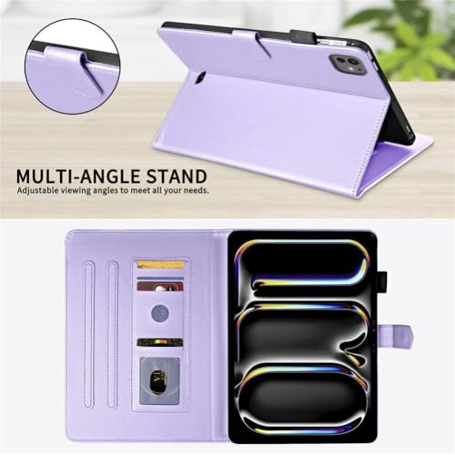 Étui iPad 10.9 10e génération violet avec portefeuille cuir et rabat magnétique
