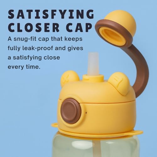 Image of Veejet Joyland Kids Water Bottle - Sipper Water Bottle for Kids - Water Bottle for School - Water bottle for Girls and Boys, BPA-Free, Spill-Proof, Perfect for School and Play - 620 ML (Yellow)