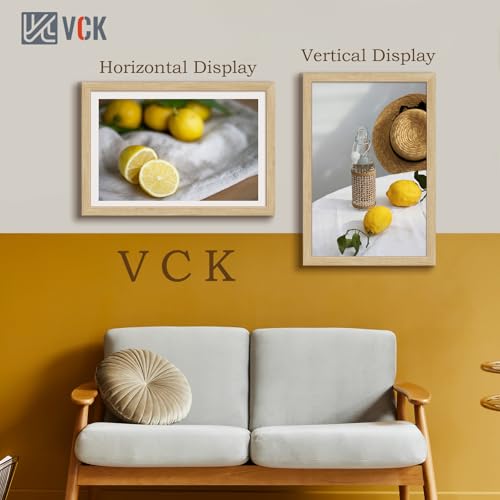 Image of VCK 16x24 Poster Frame Solid Wood Natural 3 Pack Picture Frames 16 x 24 Inches with Wall Mounting Hanging