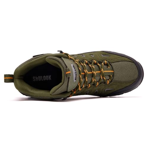 SHULOOK Men's Waterproof Hiking Boots Non-Slip Lightweight Mid Top Ankle Boot Breathable Hiker Trekking Shoes by SHULOOK - Image 6