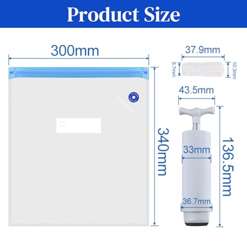 Image of Serplex 10Pcs for 3D Printer Filament Storage Bags with Manual Air Pump & 4 Sealing Clips 30x34cm Reusable Vacuum Storage Bag for PLA ABS PETG Filaments Anti-Moisture Vacuum Filament Storage Bag