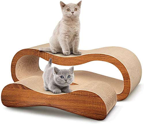 Image of 2 in 1 Cat Scratcher Cardboard Lounge Bed, Cat Scratching Board, Durable Board Pads Prevents Furniture Damage,Large