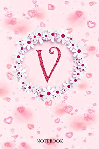 V: Letter V Initial Alphabet Monogram Notebook Monogrammed confetti Writing Journal Diary Planner Gift For Women Girls and Kids