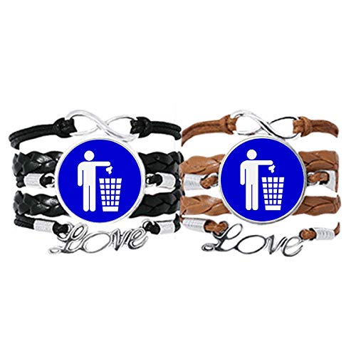 Bracelet amour couple cuir corde bleue square bijou ajustable pour amoureux