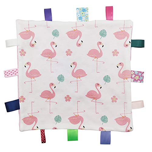 Image of Inchant Pink Tags Blanket for Baby Girl, Soft Plush Security Comforter Taggie Blanket