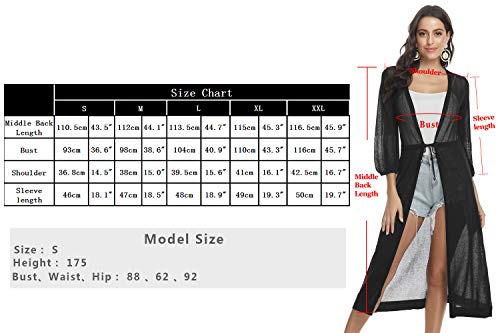Aibrou Long Sleeve Cardigan Sweater Casual Open Front Draped Kimono Coat Loose Knit Cover Up Tops Wine Red - Thumbnail 7