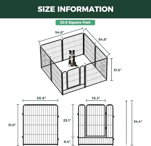 Image of FXW Rollick Unleashed Dog Playpen for Indoor, Yard, RV Camping, 32 inch 8 Panels Dog Pen with Playpen Cover for Small and Medium Dogs, Black│Patented