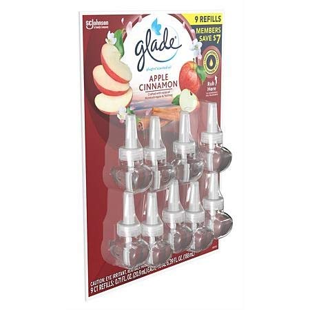 Glade PlugIns Scented Oil Refill, Essential Oil Infused Wall Plug in, 6.39 fl. oz, 9 ct. (Apple Cinnamon)