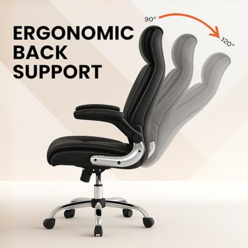 Image of Lakdi The Furniture Co High-Back Directior Office Chair and Executive Chair, Ergonomic Leatherette Desk Chair | Adjustable Arm Rest for 5-Year Warranty & Free Assembly-111012161 Black