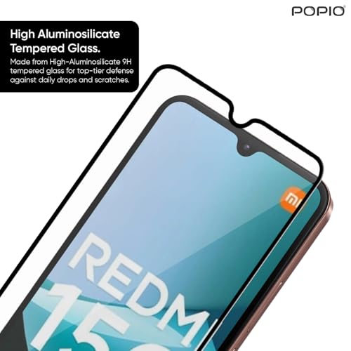 Image of POPIO Military-Grade Gorilla Tempered Glass for Xiaomi Redmi 15C 5G / Xiaomi Poco C85 5G | 9H Hardness, Edge-to-Edge, Bubble-Free