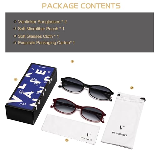 Image of VANLINKER Retro Polarized Rectangle Sunglasses Womens Trendy 90s Small Square Sunnies Vintage Narrow Thin Frame VL9855