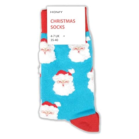 Homy Textiles - Santa Designed Cotton Christmas Socks - Christmas Gifts for Men, size 8-11 Novelty Socks Cover