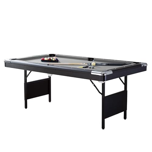 S.Q.F 7 ft Pool Table,Home & Professional Use Portable Foldable Heavy-Duty Wooden Frame Pool Table, Billiards Table, Includes 2 Cues,Full Set of Balls, Triangle Rack Chalk (Black, 7ft)