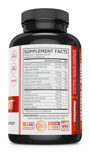 image for Zhou Thyroid Support - Thyroid Supplement for Women & Men with Zinc, I