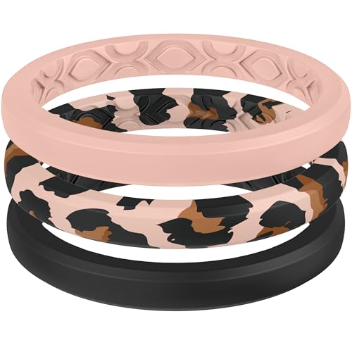 ThunderFit Stackable Silicone Ring Enhancers for Women, Breathable Rubber Wedding Bands - Braided...