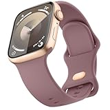 Sport Bands Compatible with Apple Watch Band 41mm 40mm 38mm, Soft Silicone Correa Wristband Replacement Strap Compatible for Apple Watch SE2 SE Series 9 8 7 6 5 4 3 Women Men, Mauve Purple,