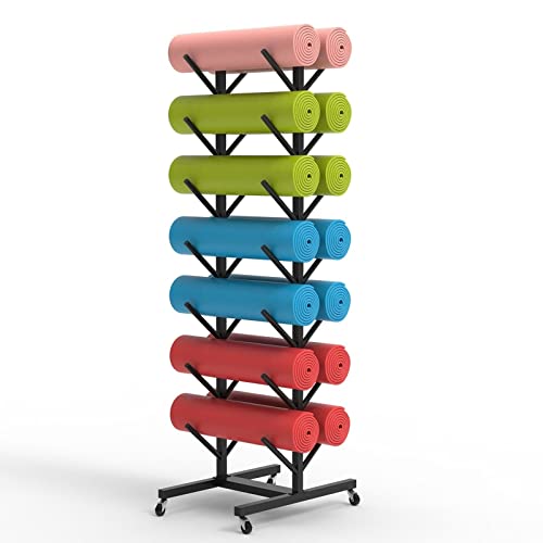 Rangement tapis de yoga sur roulettes pour studio fitness et sport à la maison