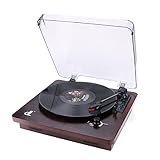 Vintage 3-Speed Portable Suitcase Record Player with Built-in Speakers, Upgraded Turntable Audio...
