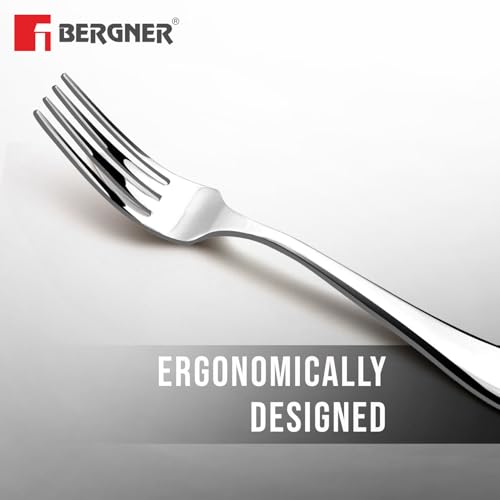Image of Bergner BE Essentials Baguette Stainless Steel 6 Pcs Baby Fork Set, 16cm Long Fork, Non-Magnetic Premium Baby Forks for Toddler and Kitchen, Easy to Clean, Modern Aesthetics, 1.5mm Thickness - Silver