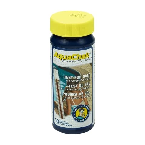 AquaChek Salt Test Strip Titrators for Pools - Salt Water Pool Test Strips for Sodium Chloride - Quick and Accurate Results - Professional Water Quality Testing Kit (10 Strips) Cover