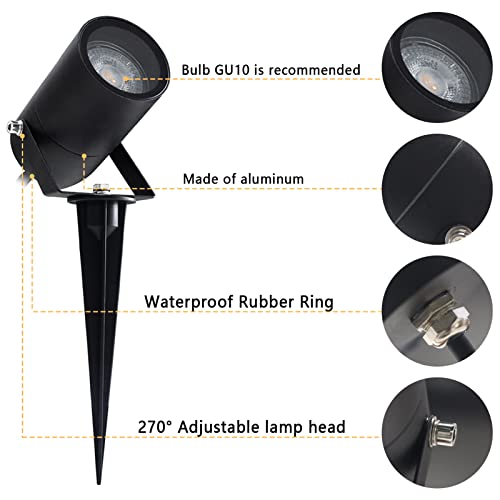 EBION Garden Spike Light GU10,Garden Spotlights Mains Powered IP54 Waterproof,35W 240V Pathway Lights,4Pack Landscape Lighting for Patio Path Lawn Walkway,Aluminum, (Bulbs Not Include) - Image 6