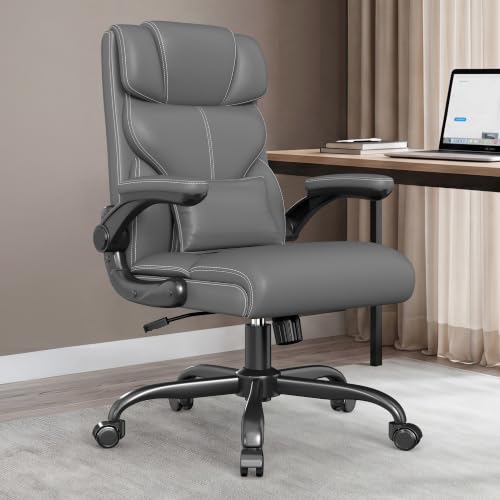 Image of Office Chair, Executive Mid-Back Computer Desk Chair with Flip-up Armrests