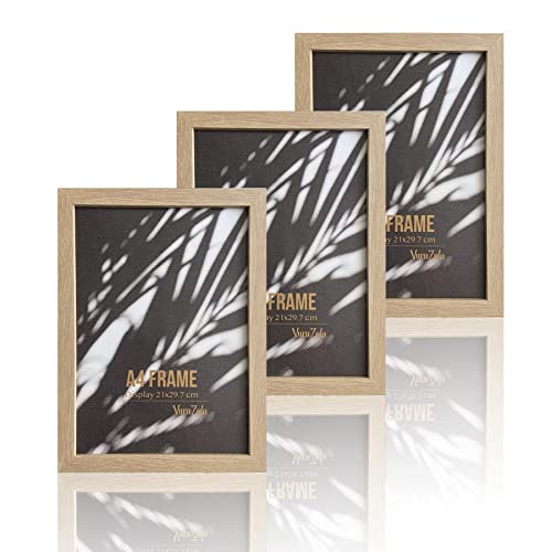 3er Set A4 Bilderrahmen Aus Holz, Schwarz – 2 Cm Dick, Für Wand Oder Tisch, Horizontal/vertikal Nutzbar