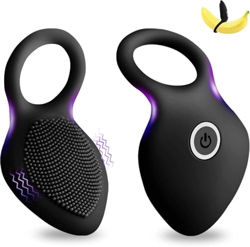 Vibrating Cock Ring Rechargable Silicone Stretchy Penis Rings with 10 Intense Vibration Modes for Men Couples Pleasure Male Erection Enhancing and Female Clit Vibrators (Black)