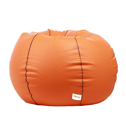 Image of SATTVA Classy.Elegant.Stylish Bean Bag Filled with Beans Orange with Navy Blue Piping XXXL