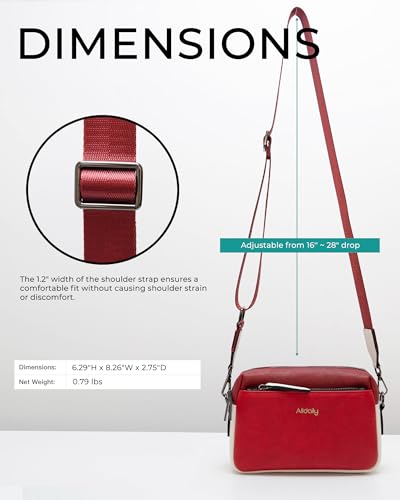 Image of Alldaily Small Triple Zip Crossbody Purse for Women, Vegan Leather Phone Bag with Wide Shoulder Strap