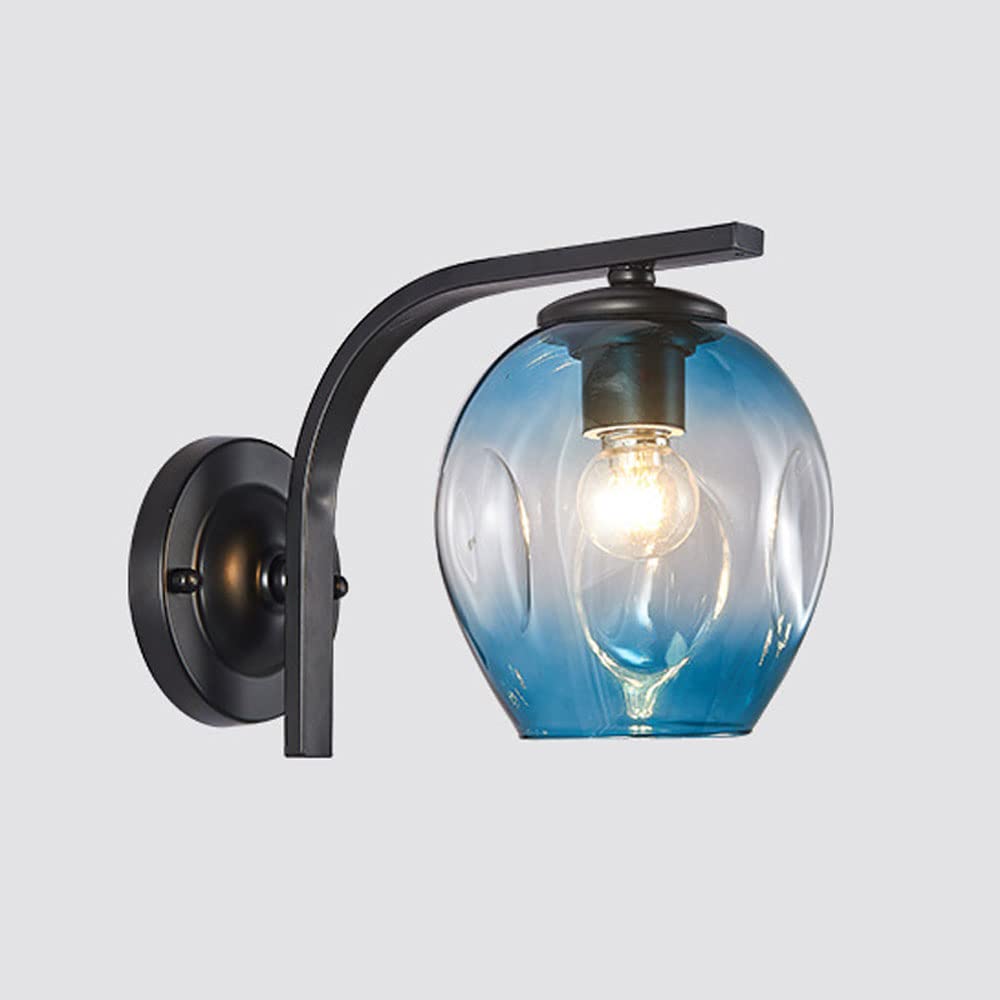 SXSCARKX Industrial Vintage Wall Sconces with Glass Lampshade, Gradient Colors Study Book Light, E27 Base Mounted Lamp