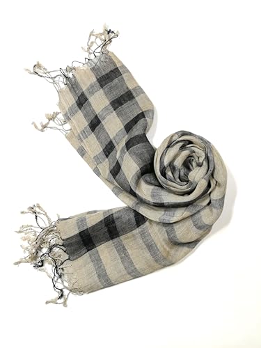 Image of Shanlin Unisex Natural Color 100% Linen Scarves for Men and Women