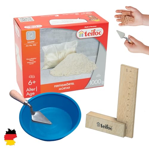 Teifoc Bastelset - Maurerkelle Mörtelschale 1 kg Mörtel und Anlegewinkel