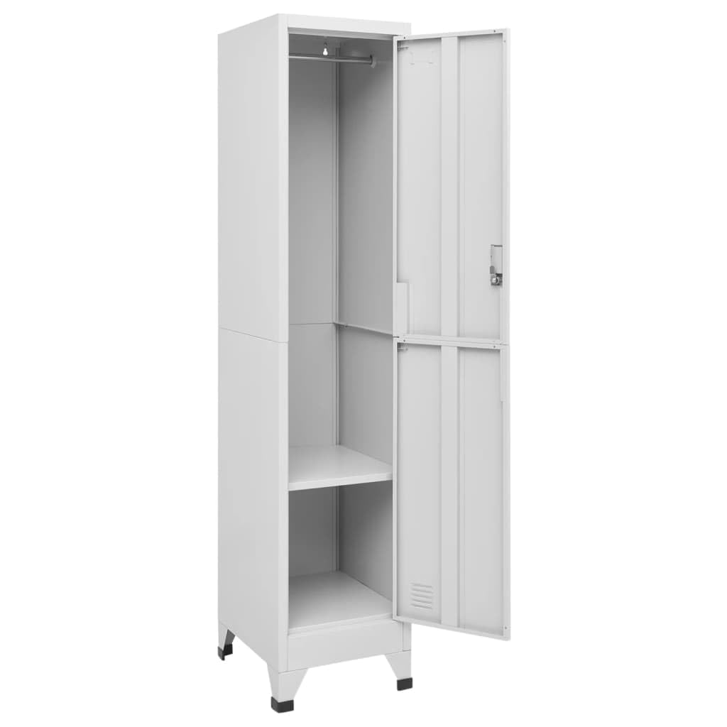 Armadietto in acciaio con serratura, 38 x 45 x 180 cm, con asta appendiabiti e ripiano, per spogliatoio, ufficio e scuola, armadietto, colore grigio