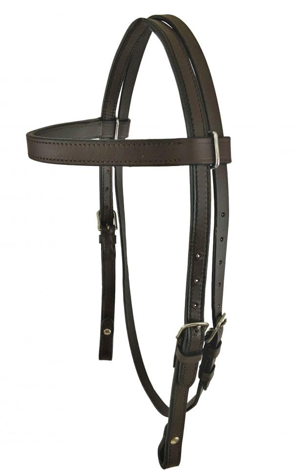 Dark Oil Pony Browband Leather Headstall w/ 6ft Reins