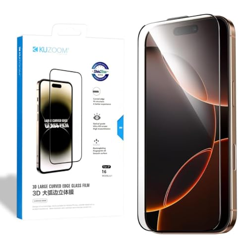 Image of KUZOOM HD Tempered Glass for iPhone 16 Pro Max - 9H Hardness & Edge-to-Edge Coverage